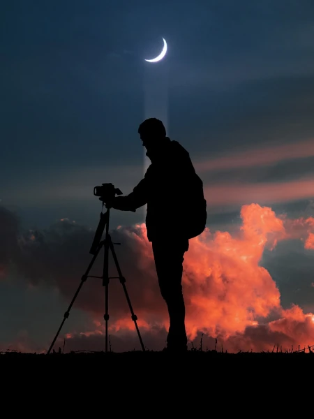 fotografando a lua com tripé