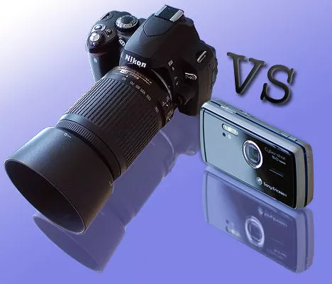 câmera DSLR vs point and shoot