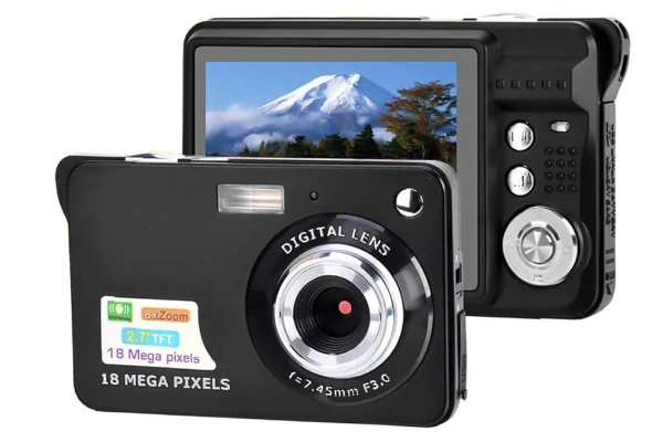 Andoer Câmera digital Mini câmera de bolso 18 MP 2.7 polegadas tela LCD 8x zoom captura de sorriso anti-vibração com bateria