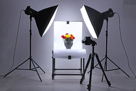 iluminação fotográfica vaso de flores