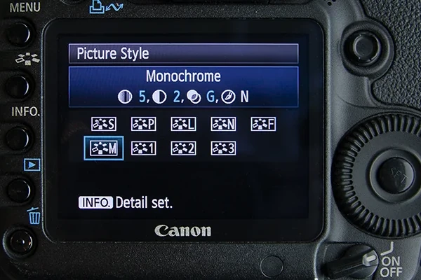 Configuração da câmera para fotos em preto e branco na Canon