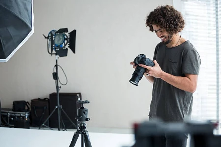 Fotógrafo feliz com sua foto