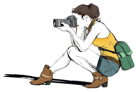 ilustração mulher fotografando