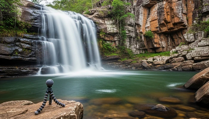 O Lucas viajou pra Chapada e queria fotografar as cachoeiras com aquele efeito de água sedosa