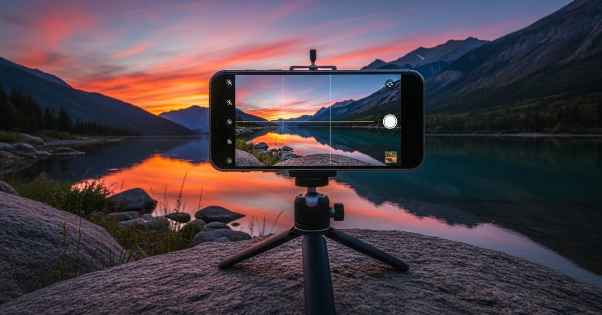 Uma cena dinâmica e inspiradora de uma paisagem de tirar o fôlego capturada com um smartphone